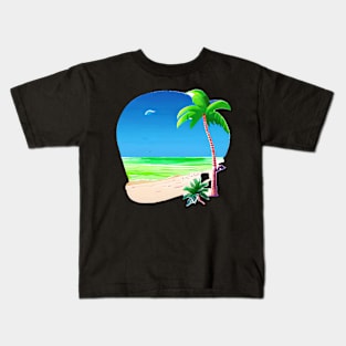 Summer lover, beach, palm trees. Kids T-Shirt